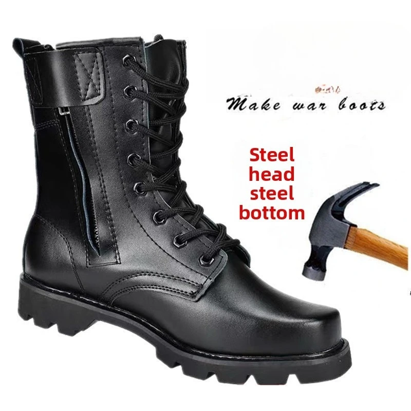 Men's Security Boots High-top Leather Boots Steel Head Work Safety Boot Plush Warm Winter Boots for Men Zapatos Seguridad Hombre