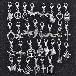 30Pcs Hair Clip Rings Mixed Styles Animal Heart Leaf Flower Charms for Hair Braid Beard Dreadlock Beads Rings Tube Accessories
