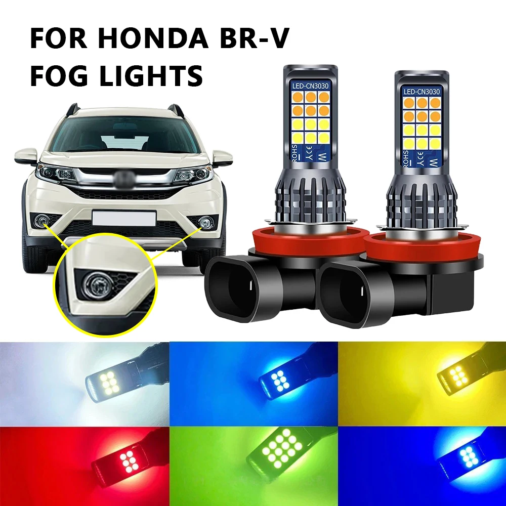 

For 2015-2021 Honda BR-V 1st 2PCS Automotive Front Fog Lights LED Dual Color Color LED Fog Lights H8H11 Fog Lights