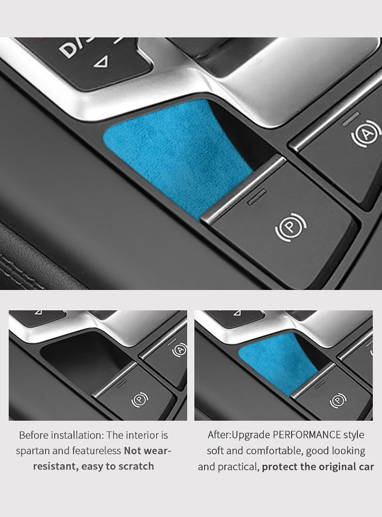 Für Audi A5 F5 A4 S4 S5 B9 Sport 2016+ Handbremsknopf-Verkleidungsaufkleber, Auto-Innenausstattung aus Alcantara, Autozubehör – Detail 4