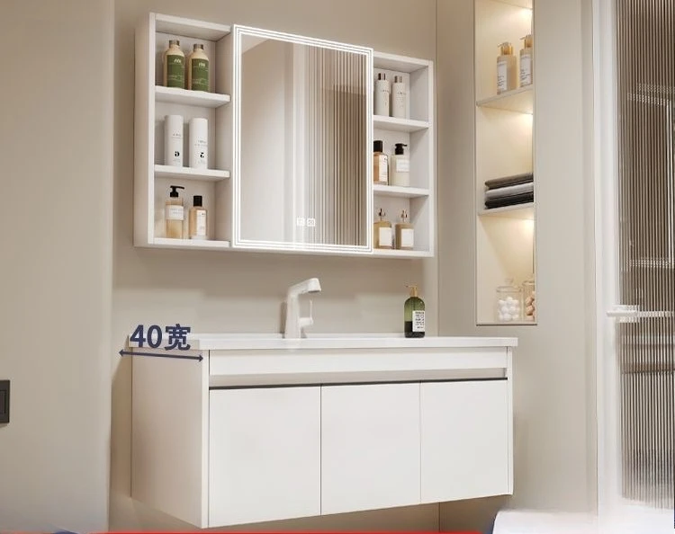 Yingci 40 wide, narrow, long and small size apartment type honeycomb aluminum wash basin face, bathroom cabinet combination