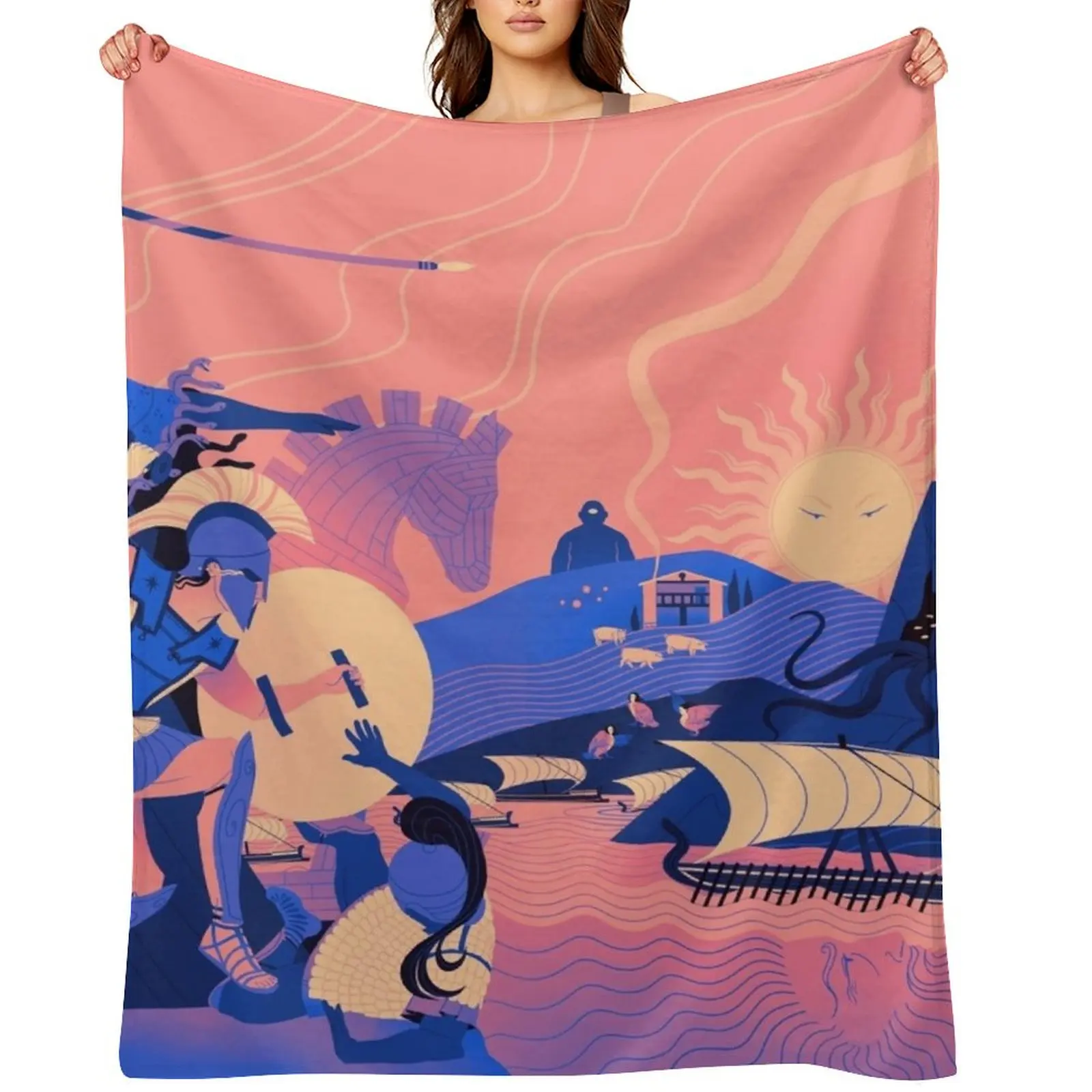 

Homeric Landscape - Summer Throw Blanket Luxury Blankets For Sofas Luxury Throw Polar Blankets