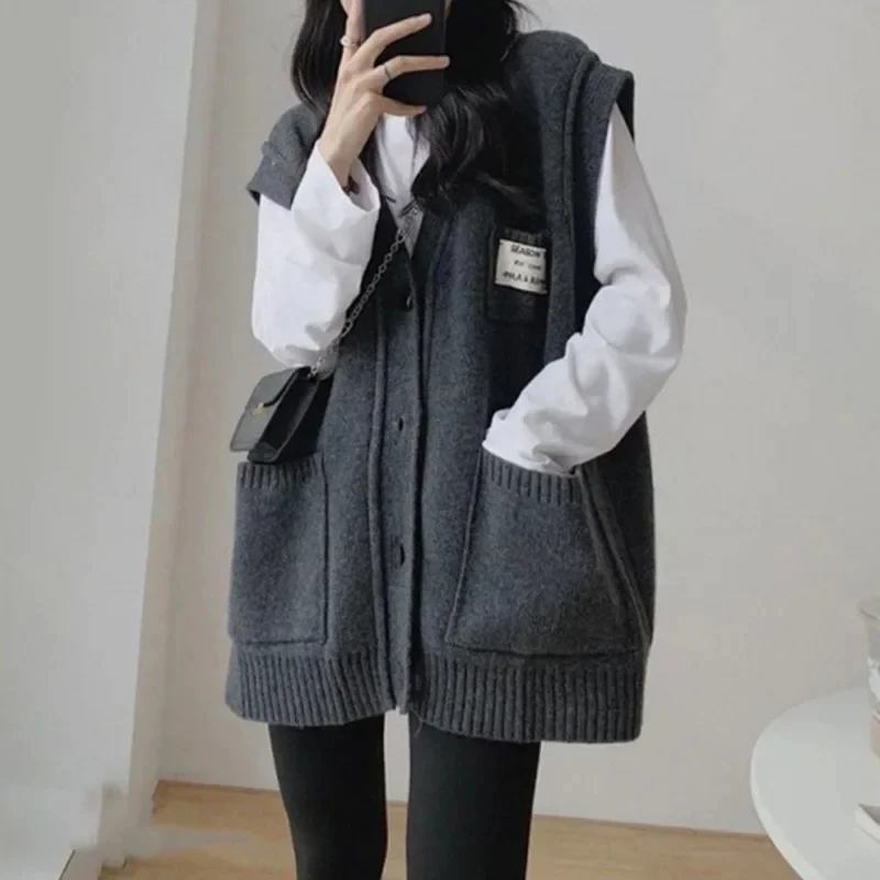 

Knitted Cardigan Vest Women's Winter 2024 New Style Fold Wear Sweater Jacket