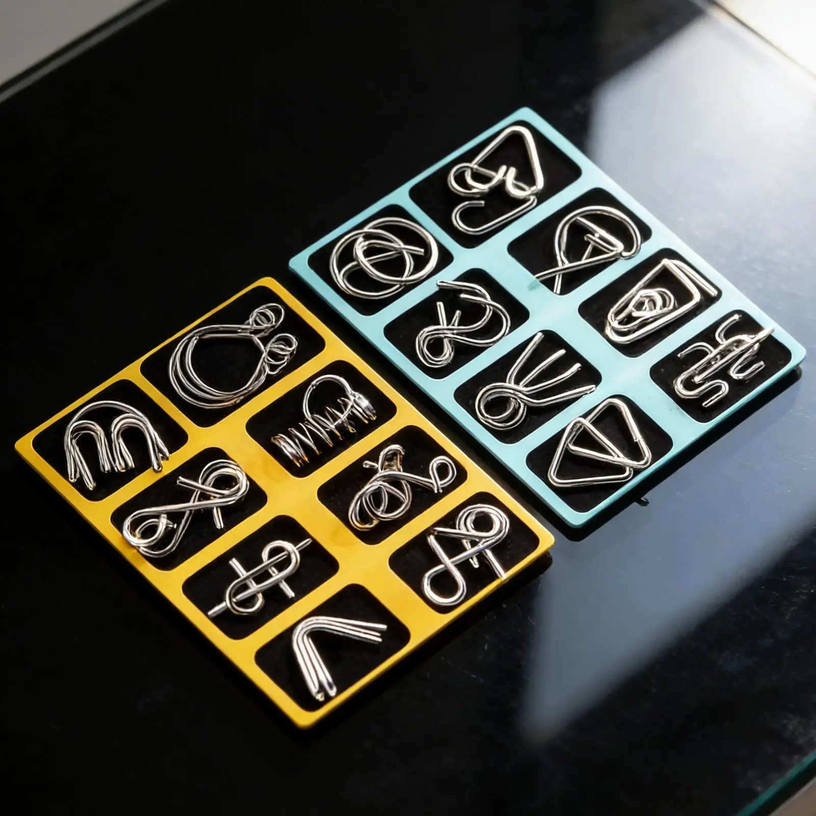 Chinese Ring Metal Puzzle Set, Interlocking Brain Teaser Unlock Puzzle Game for Home Party Classroom, I Q Logic Toy