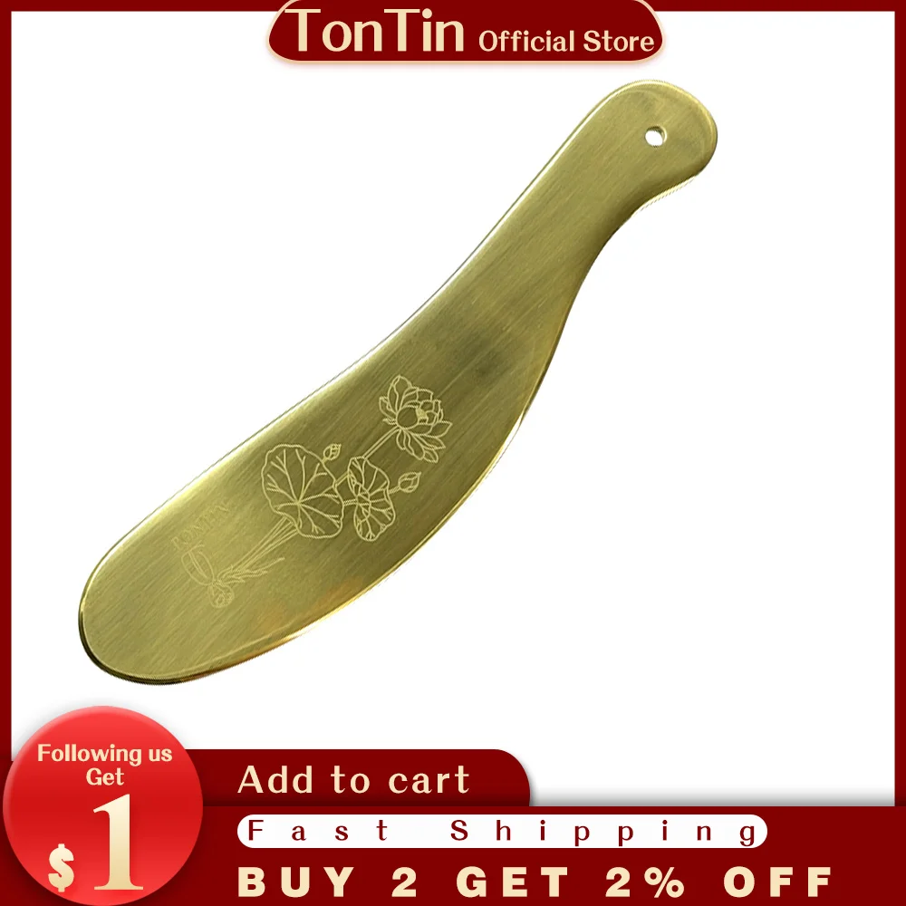 

Tontin Traditional Copper Massage Tool Guasha Beauty SPA kit Scraping Facial Slim Face Body Massager Board Big Fish shape