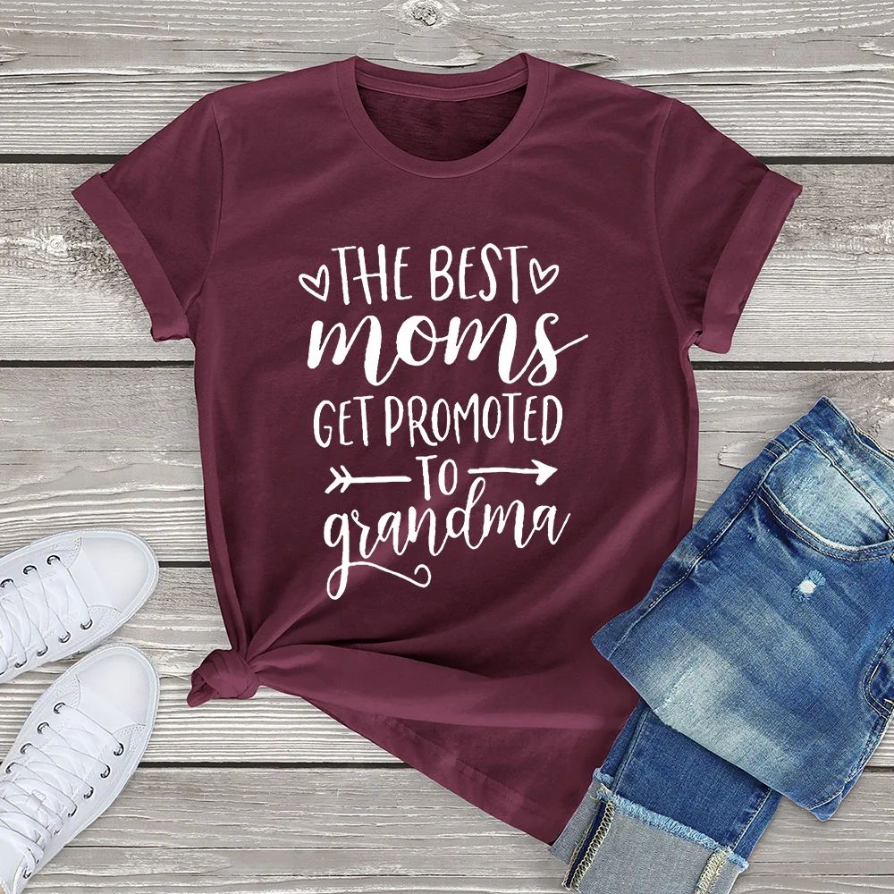 Flc 100% Baumwolle die besten Mütter werden zu Oma Großmutter Geschenke Kleidung Frauen übergroße T-Shirt gedruckt Top Mama lustig befördert