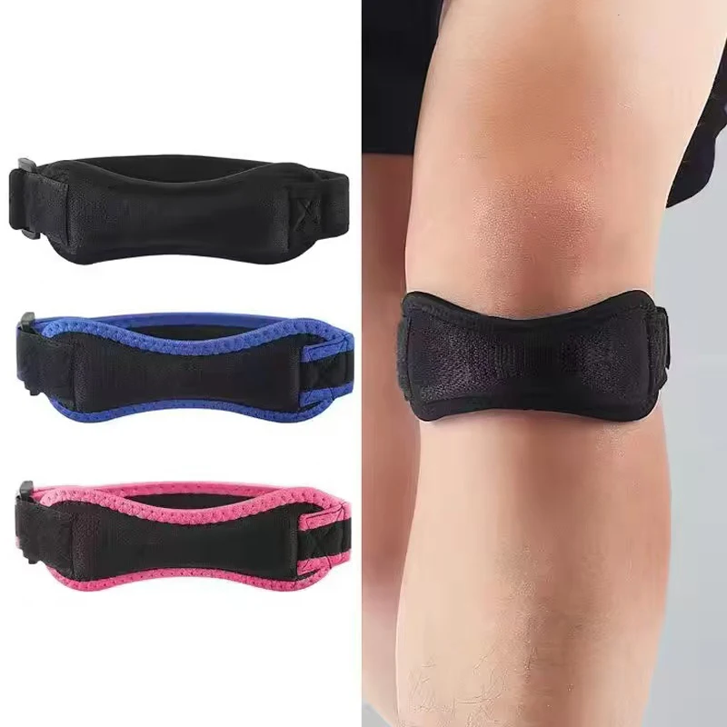 1Pc Knee Patellar Tendon Knee Support Strap Brace Adjustable Shock Absorption Compression Knee Pad Sleeve For Basketball.