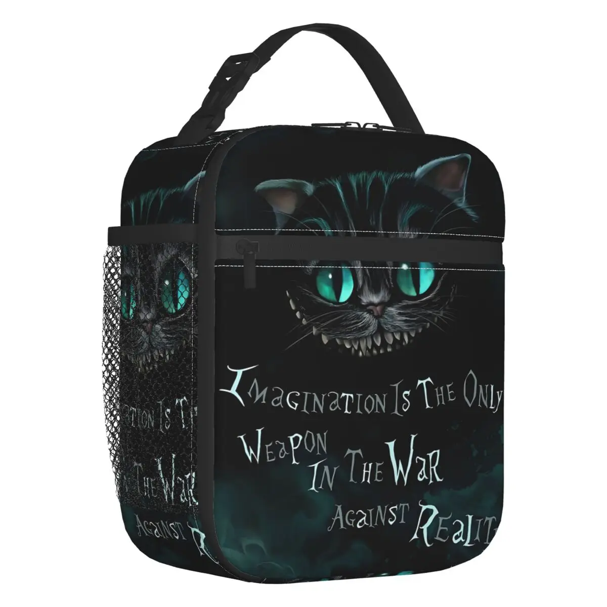 

Custom Cheshire Cat Thermal Insulated Lunch Bag We're All Mad Here Smile Resuable Lunch Tote for School Multifunction Food Box