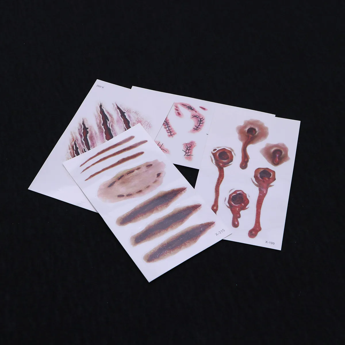 

4 PCS Halloween Scar Makeup Blood Props Bloody Decorations Face Decals Bandages