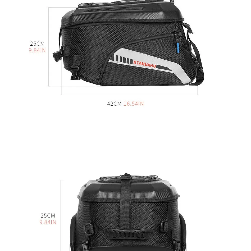 Universal Motorbike Rear Seat Saddle Bag, Hard Top Shell Expandable Storage Pack, Multi‑Compartment Motorcycle Travel Luggage