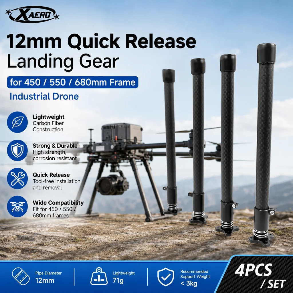 XAERO 12mm Quick Release Landing Gear for Carbon Fiber Pipe 450 550 680mm Frame Industrial Drone