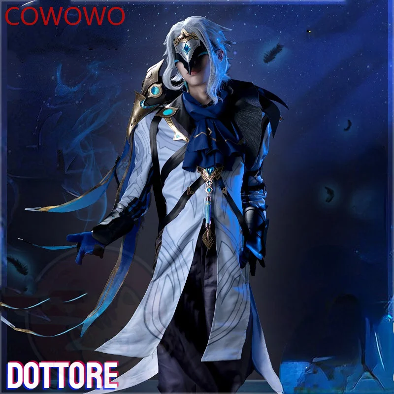 COWOWO Game Genshin Impact Dottore Cosplay Costume Game Cos 2rd Eleven Fatui Harbingers The Doctor Costume and Cosplay Wig