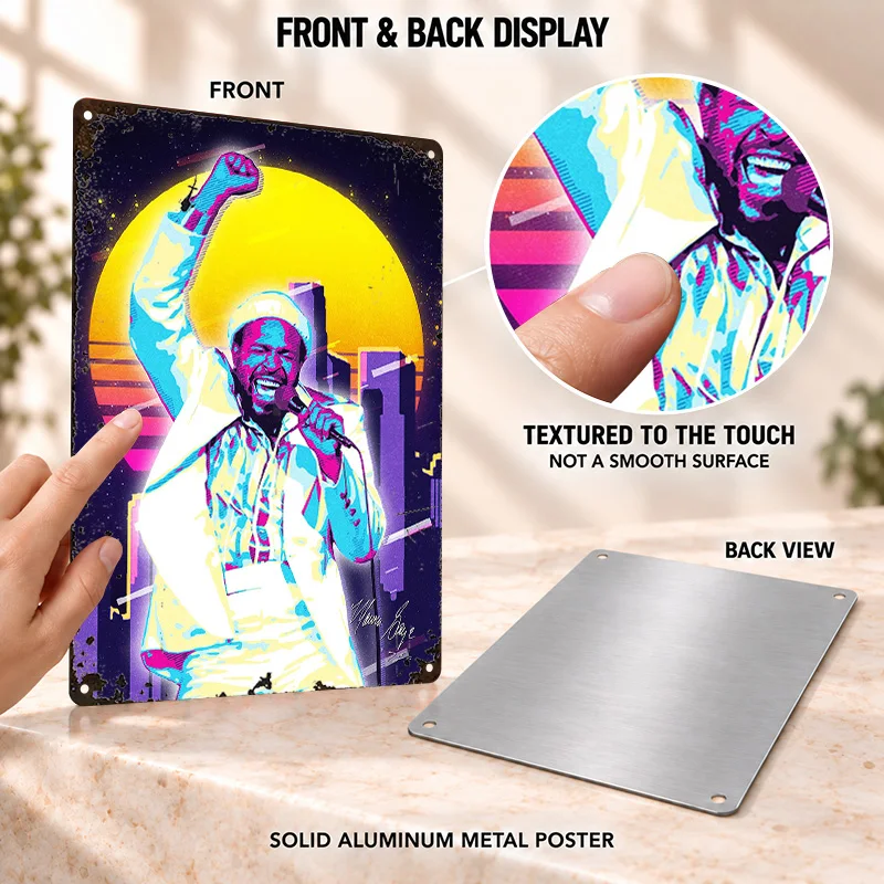 Marvin Gaye Printed Posters Retro Bold Decorative Graphic Music Room Wall Art Customized Aluminum Metal Sign Record Lover Gift