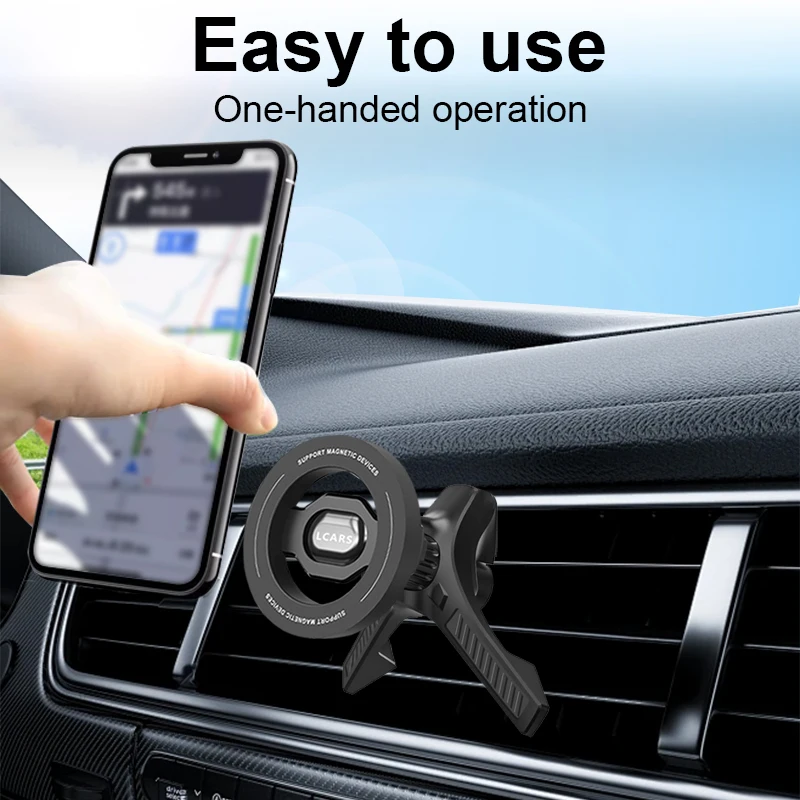 

New Generation Car Dashboard Phone Holder with Magnetic Suction, Stable Triangle Support for Air Vent, GPS Navigation Stand