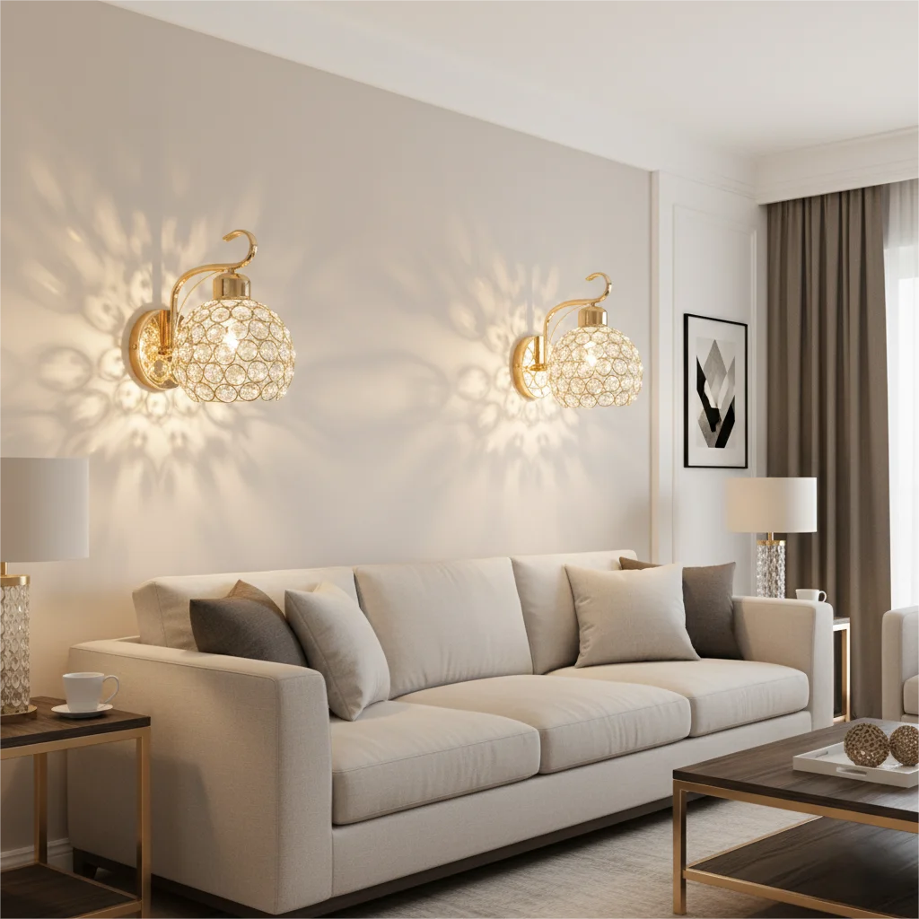 Crystal bedside lamp LED wall lamp Bedroom modern minimalist corridor wall lamp Corridor staircase Living room European style la