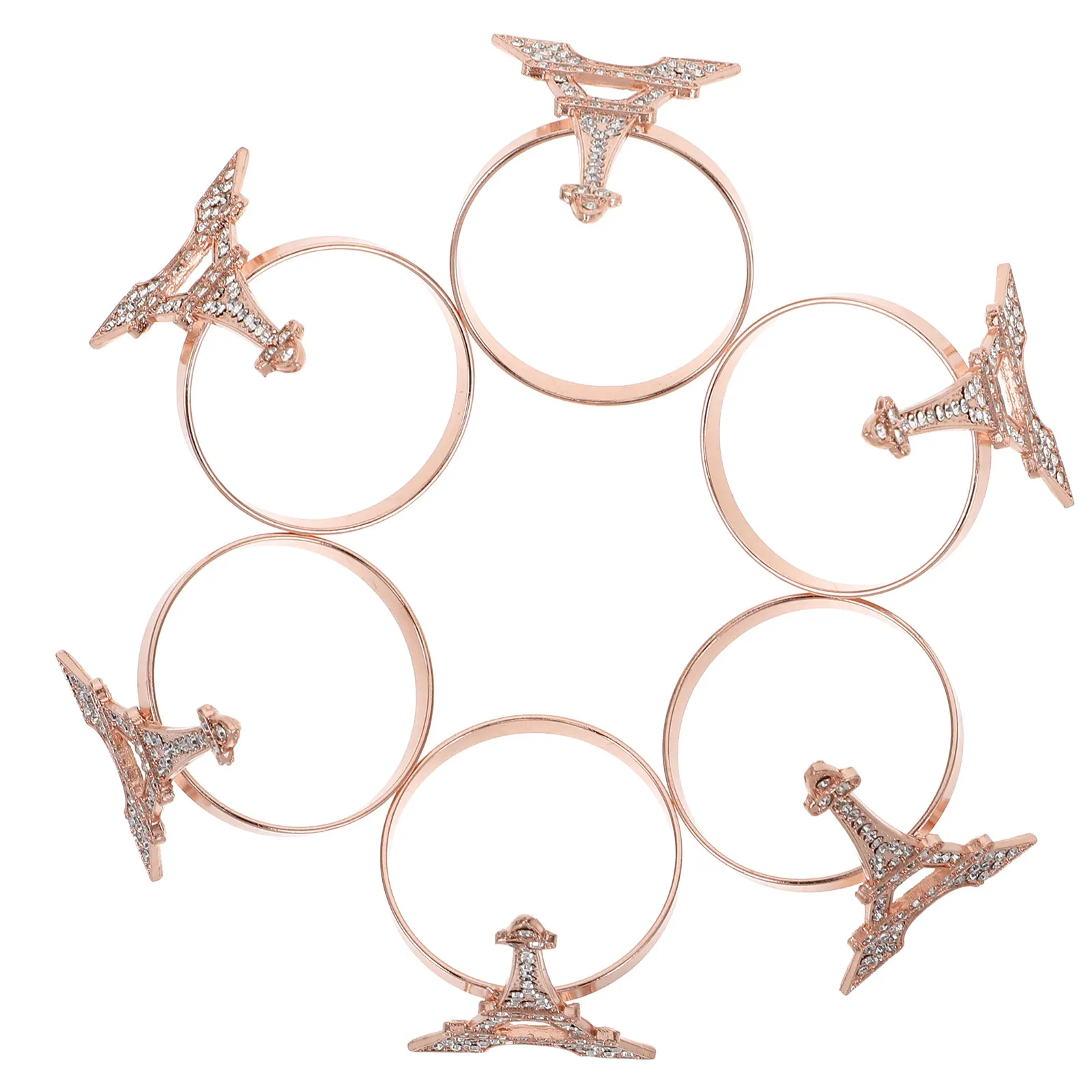 

6 Pcs Diamond Napkin Ring Buckle Banquet Rings Napkins Alloy Eiffel Tower Holder