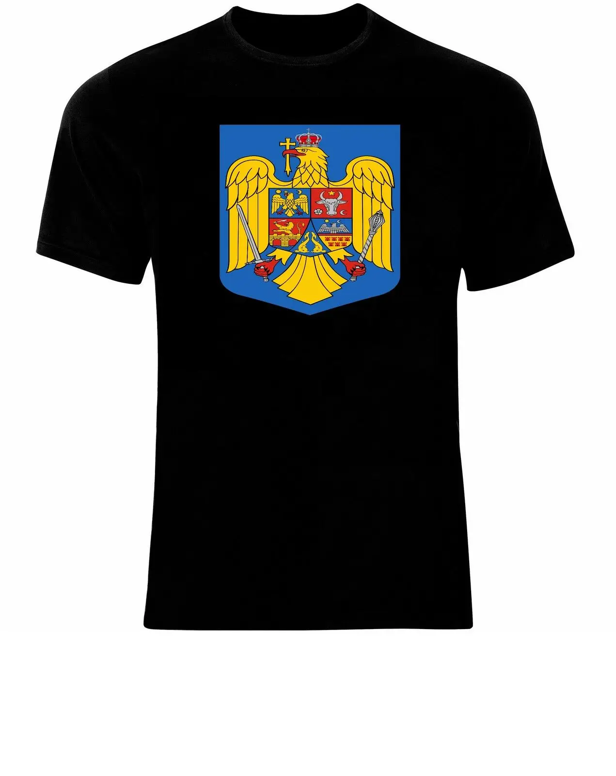 

Coat of Arms of The Romania Romanian Arms Flag T-Shirt. Summer Cotton Short Sleeve O-Neck Mens T Shirt New S-3XL