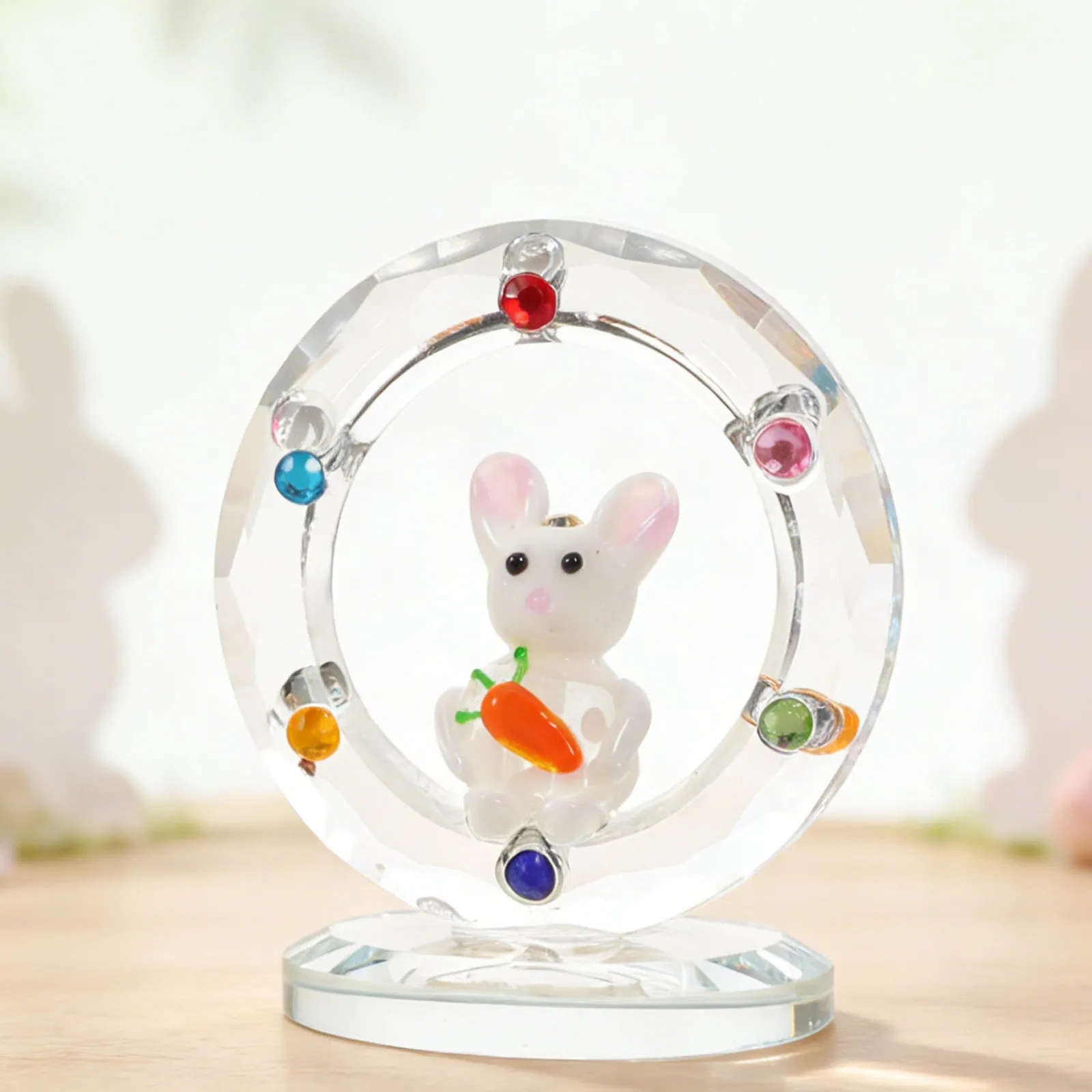Easter Bunny Garden Statue Weatherproof Artificial Crystal Outdoor Yard Decoration Spring Festive Rabbit Ornament Lawn Sill