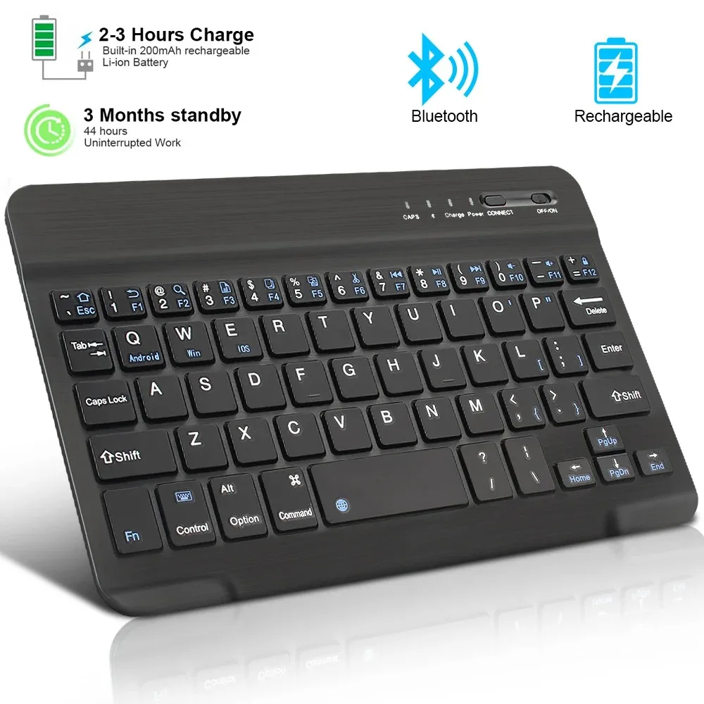 10inch Bluetooth Wireless Keyboard Rechargeable For Mobile Phones Tablet Portuguese Spanish French AZERT For Android ios Windows