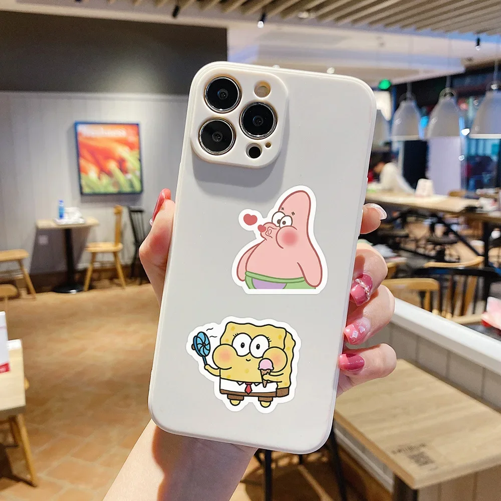 104pcs Kawaii Spongebob Cartoon Stickers Cute Big Star Squidward Funny Ins Style Hand Account Stickers Waterproof Stickers