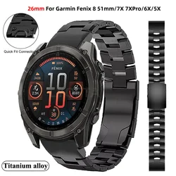 New 26MM Titanium Alloy Strap For Garmin Fenix 8 51mm Enduro 3 Watchband for Garmin Fenix 7X Pro 6X 5X Wristband Sport Bracelet
