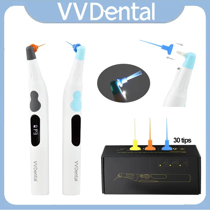 

VVDental Endoactivator Sonic Irrigator With LED Light Root Canal Treatment 30 Pcs Tips Vibration Cleaning Endodontic for Dental