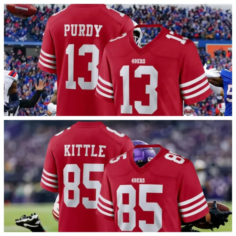24-25 Adult San Francisco American Football Jersey Rugby Jersey Sportswear Training Jersey T-shirt Eagles 49ers 13 Number Purdy