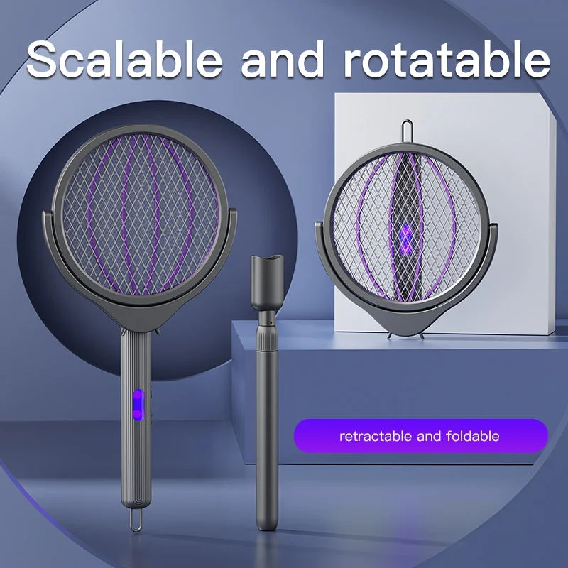 180° Rotating Telescopic Mosquito Swatter Foldable Bug Zapper Extended Handle Wall Mount Mosquito Swatter for Home Bedroom