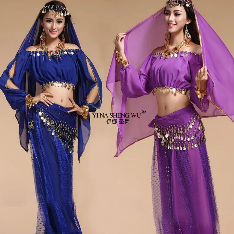 4피스 세트 신상 섹시한 오리엔탈 벨리댄스 의상 여성용 춤 연습 벨리댄스 의상 디자인