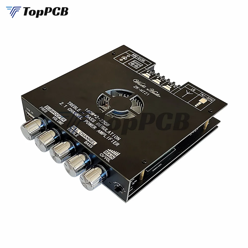 ZK-HT21/ZK-TB21 160WX2+220W TDA7498E 2.1 Channel Bluetooth Digital Power Amplifier Module DC15-36V High and Low Tone Subwoofer