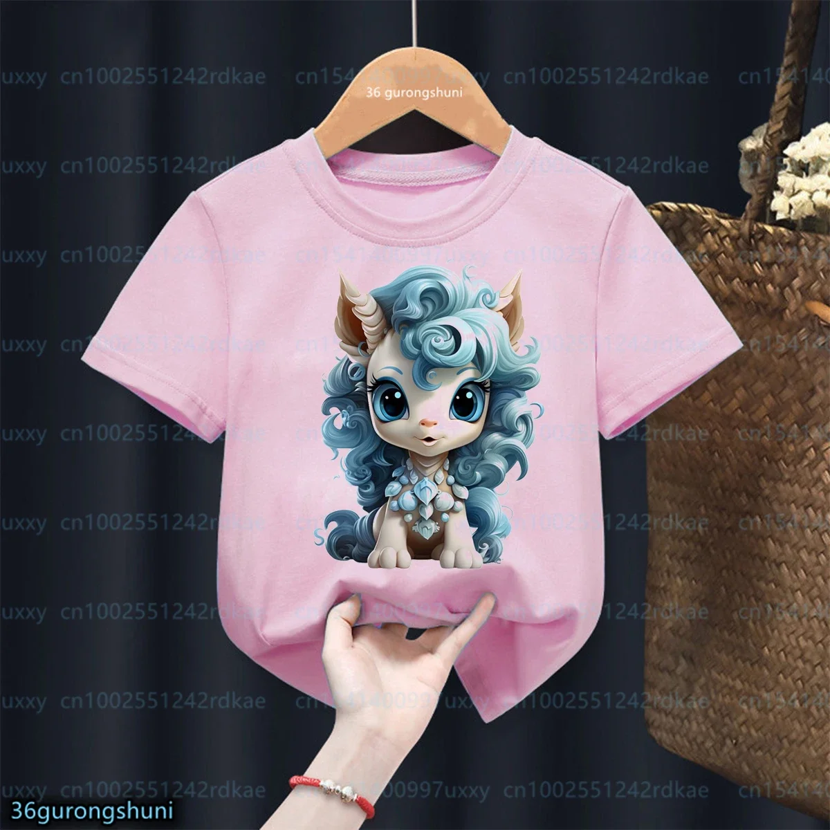 Kawaii Funny Unicorn Graphic Print baby T shirts Cute Children's Clothing Autumn Pink Shirt Top 1-15 years old