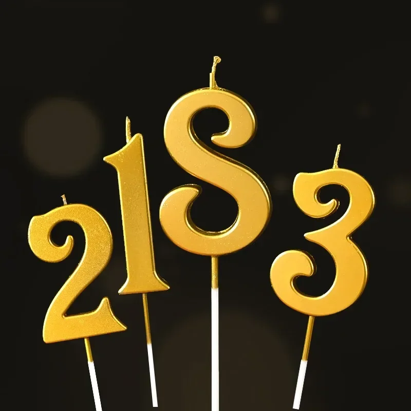 1 шт. золотые свечи для торта с номером «С Днем Рождения» 0 1 2 3 4 5 6 7 8 9 Топпер для торта Дети Девушки Мальчики Бар Детские товары для вечеринок Украшение