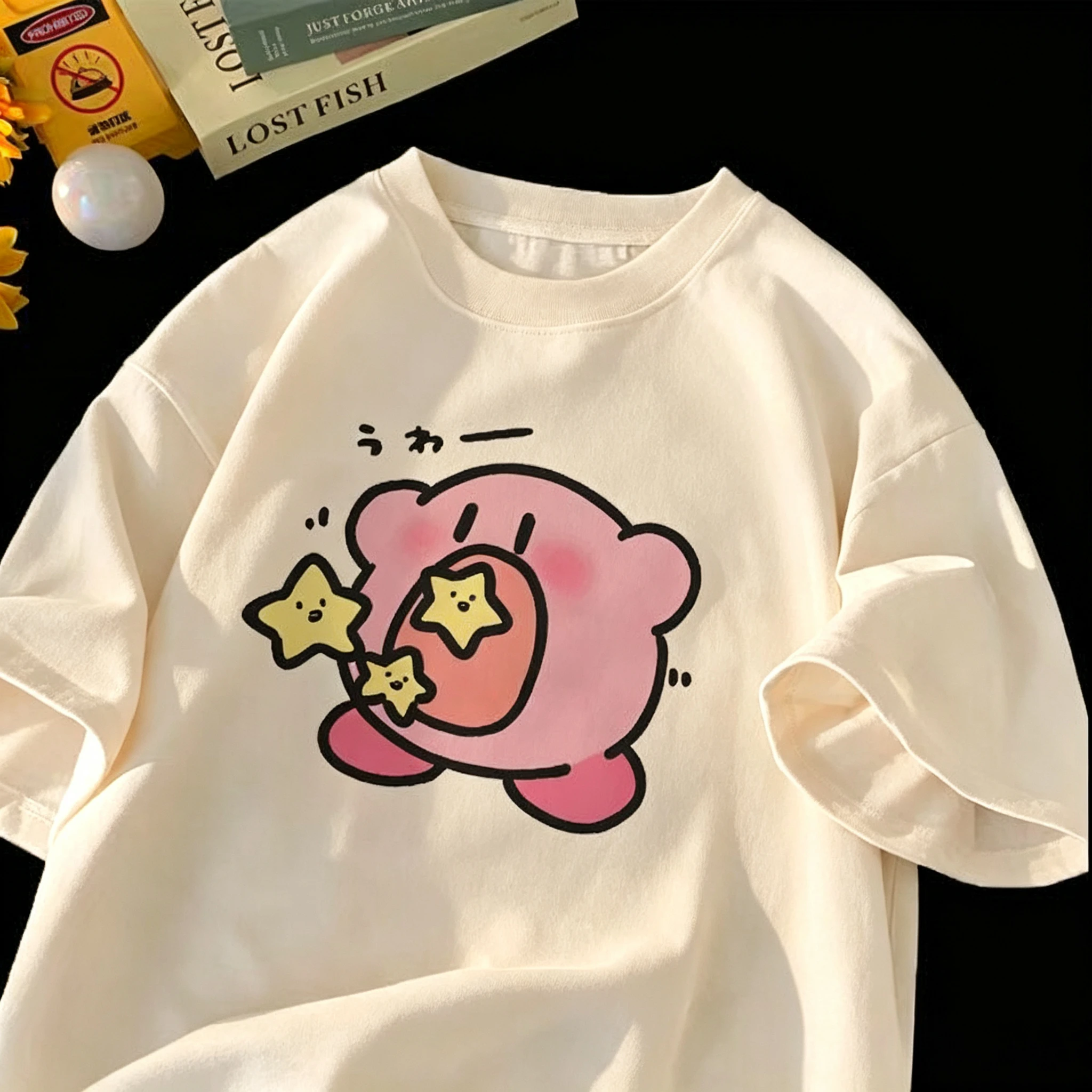 Niedliches Kirby-Eat-Star-Grafik-T-Shirt, Kawaii-Cartoon-Anime-T-Shirt für Damen, Herren und Kinder, lässiges Kurzarm-Oberteil, ästhetisches Geschenk für Fans – Detail 8