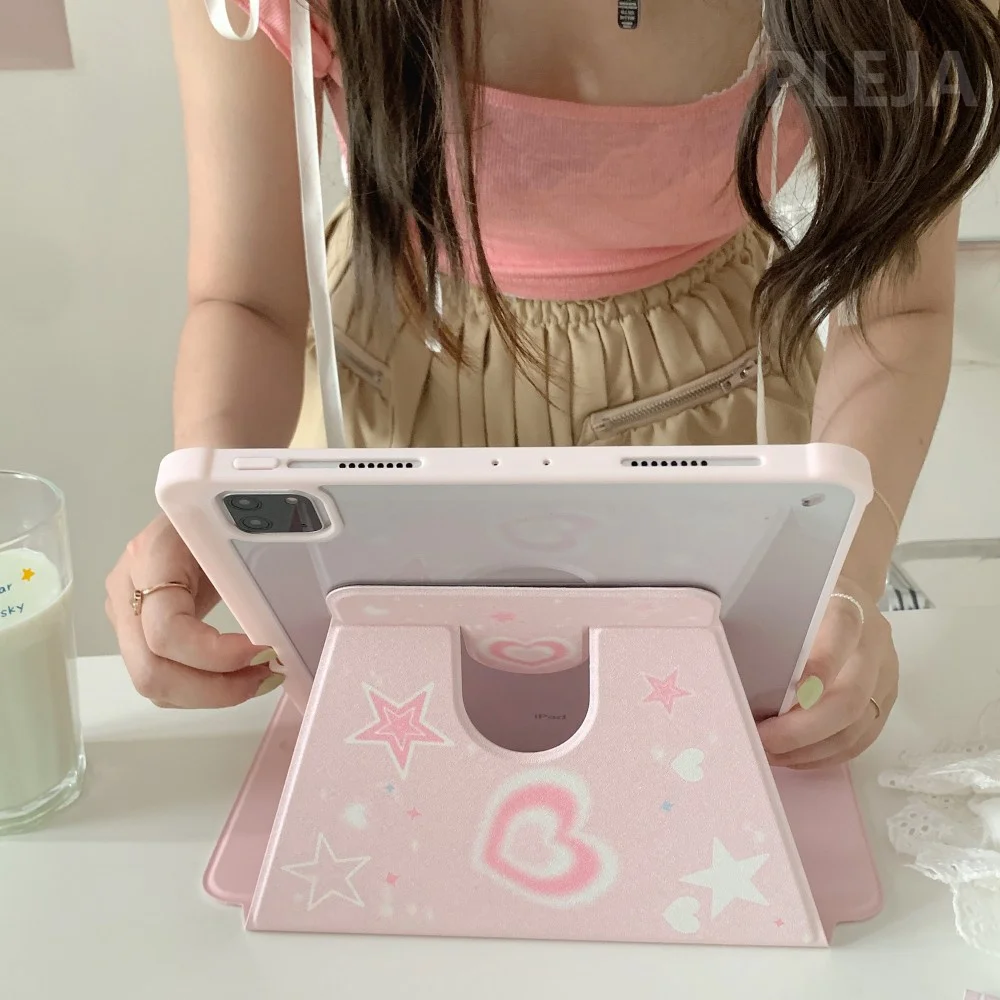 Cute Pink Heart Tablet Case For Apple iPad Pro 4 5 6 Generation 12.9 inches 11" 10th 7th 8th 9.7" mini 6 Air 5 4 3 10.9 inch