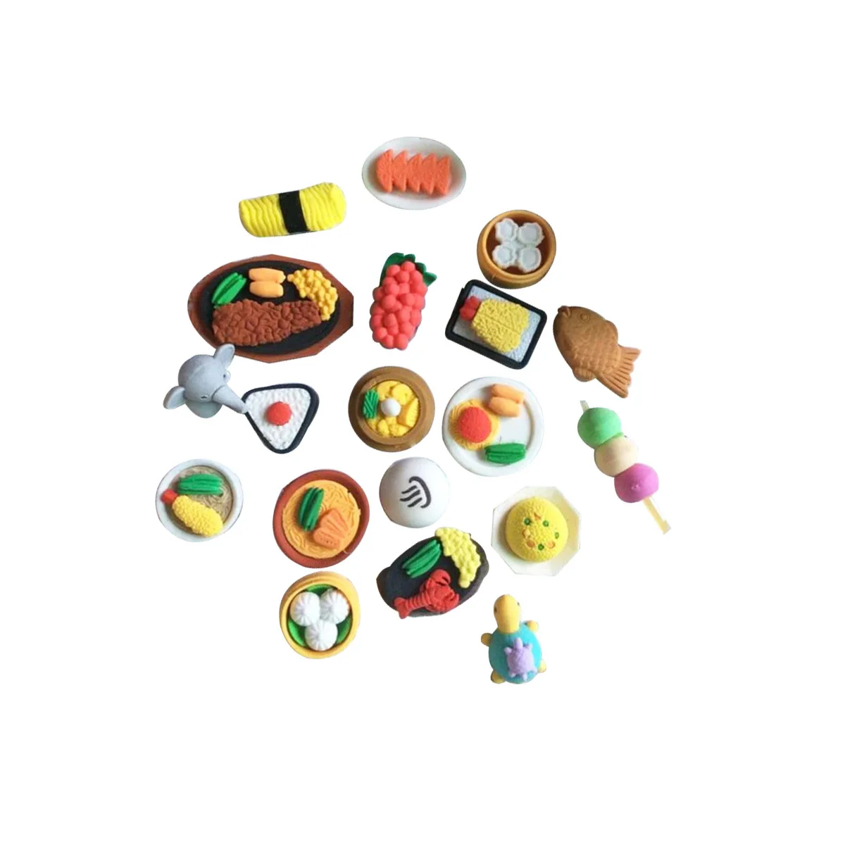 

12Pcs Creative Snacks Food Erasers Cartoon Shape Colorful Easy Erase Novelty for Kids Students School Stationery Gift Set