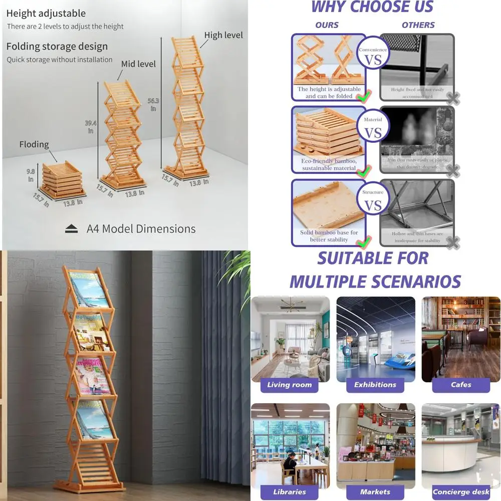 

Складная подставка для литературы формата А4 с 5 карманами для торговых шоу, офисов и розничных дисплеев