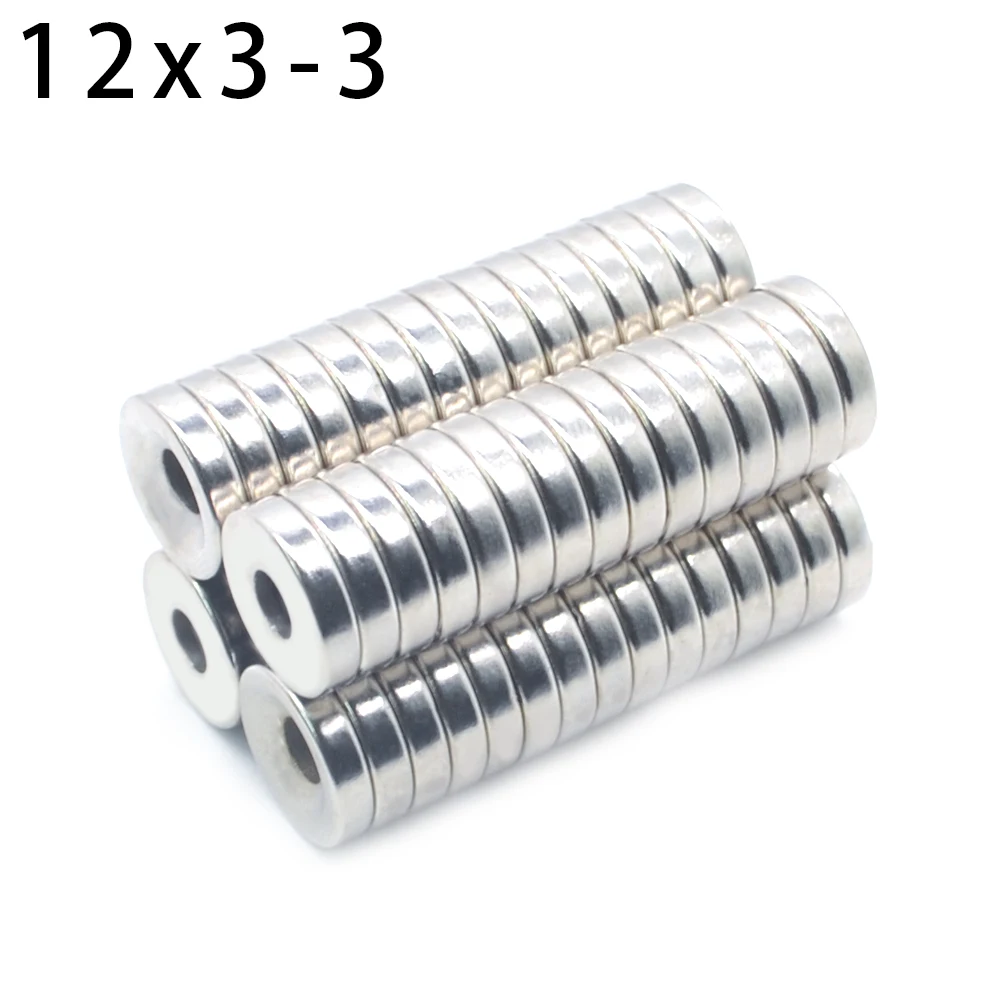 2/10/20/50/100/200/500/1000pcs 12x3 hole 3MM Ring Round Neodymium Magnets With Hole NEW    12*3MM 12x3-3 imanes new magnet Round