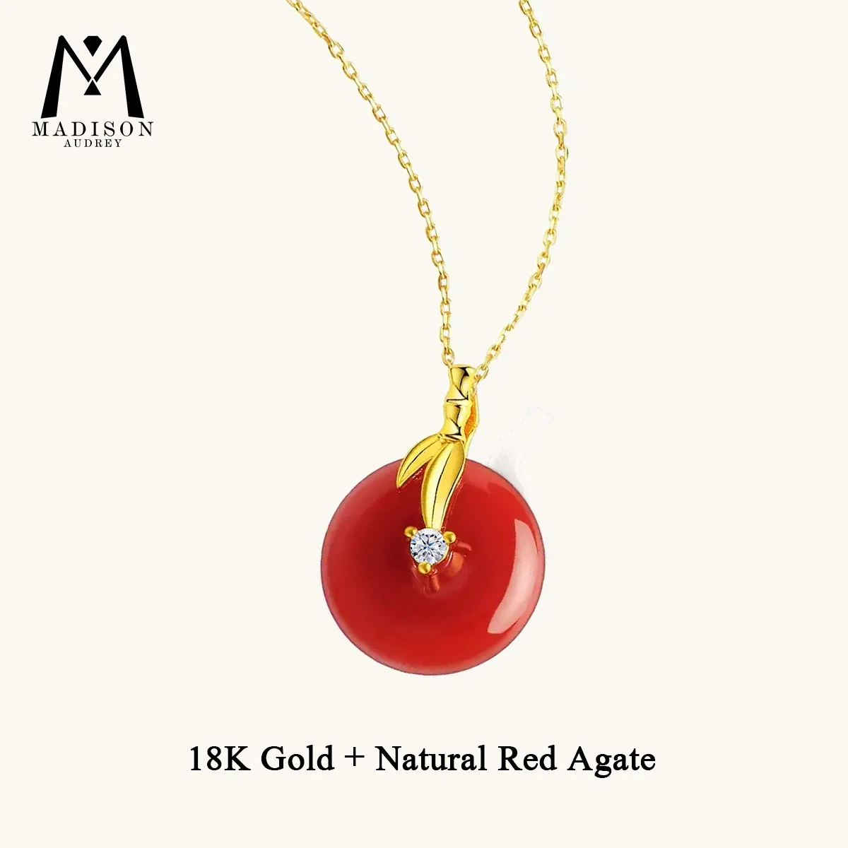 Peace Buckle Pendant 18K Gold Red Agate Pendant Rising Every Step of The Way Necklace with chain for Man Women Exquisite Jewelry