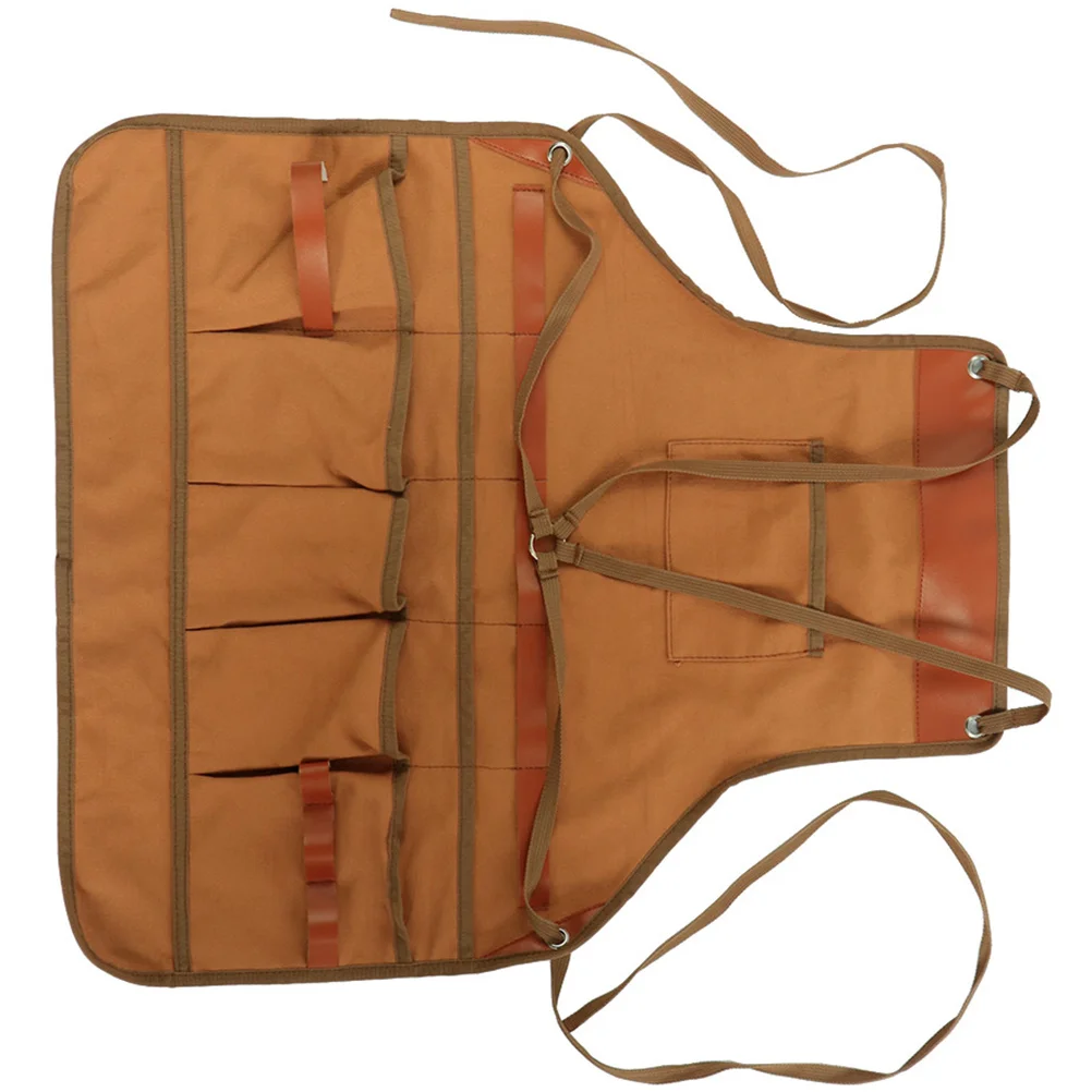 

Outdoor Canvas Apron Durable Adjustable Straps Multiple Pockets Chef Men Barbecue Grilling Camping Cooking Fishing BBQ