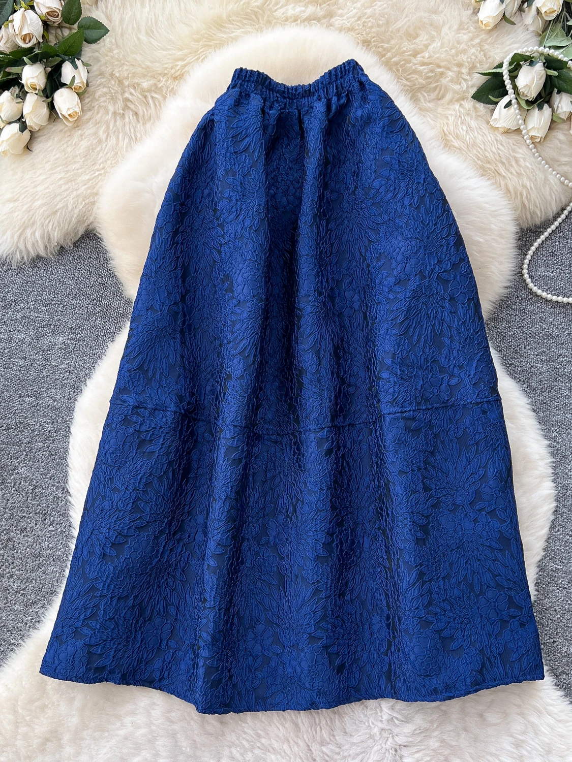 

Retro Court Embroidered A-Line Skirt Women's High Waist Puffy Skirts Korean Sle Commute Polyester Fiber Ci Commute