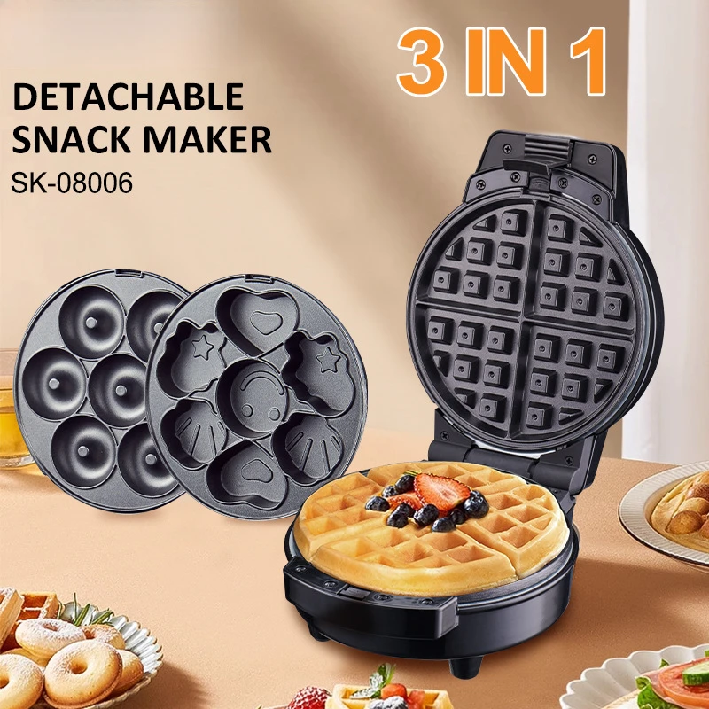 Sandwich Machine Removable 3 in 1 Waffle Donut Machine Cartoon Cake Machine