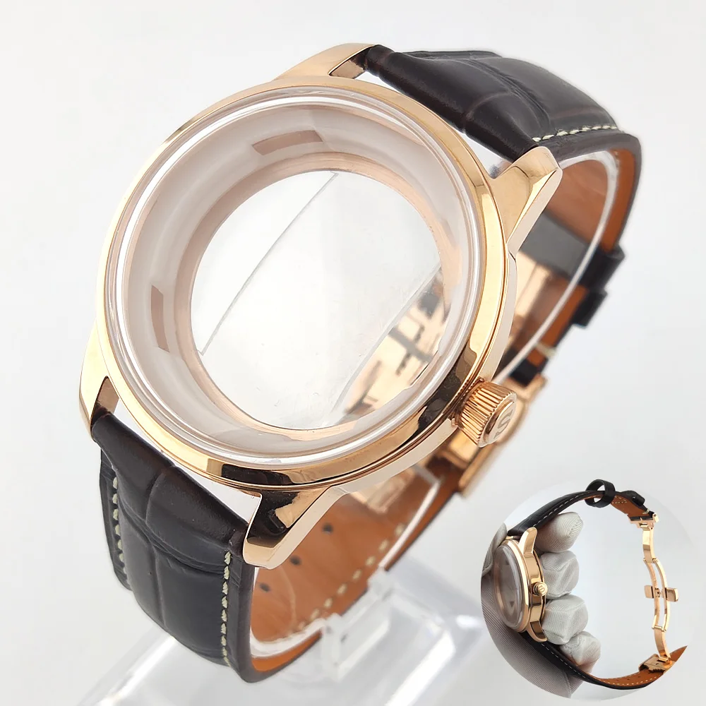 40mm Case NH35 Watch Case Double Dome Bubble Glass Stainless Steel Waterproof Case Watch Accessories Fits NH35/NH36 Movement