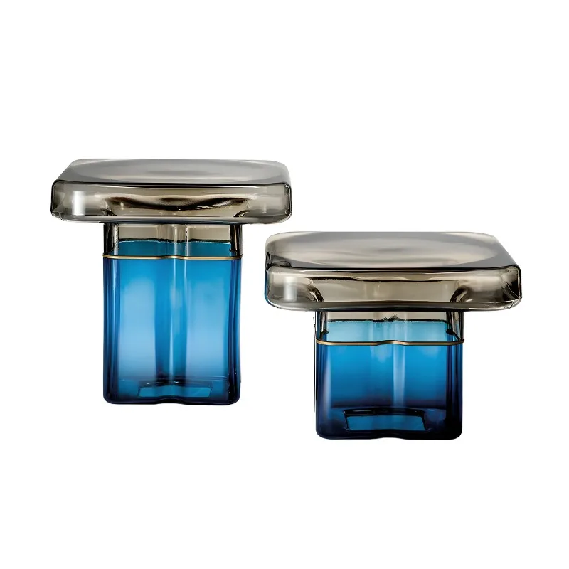 

Italian movable color sofa corner few light luxury high-end living room home art hand-blown glass edge few