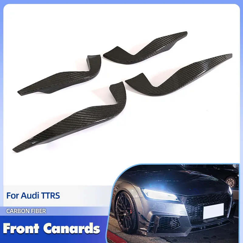 Car Front Bumper Air Vent Fender Trims Carbon Fiber For Audi TTRS TT RS 2016 2017 2018 Front Bumper Fins Canards Splitters FRP