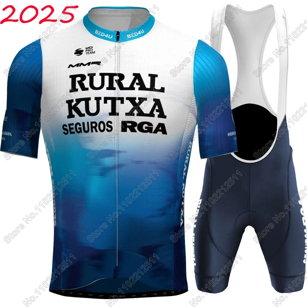 

Rural Kutxa 2025 Cycling Jersey Team Set Seguros-RGA Espana Green Clothing Men Road Bike Shirts Suit bib Shorts MTB