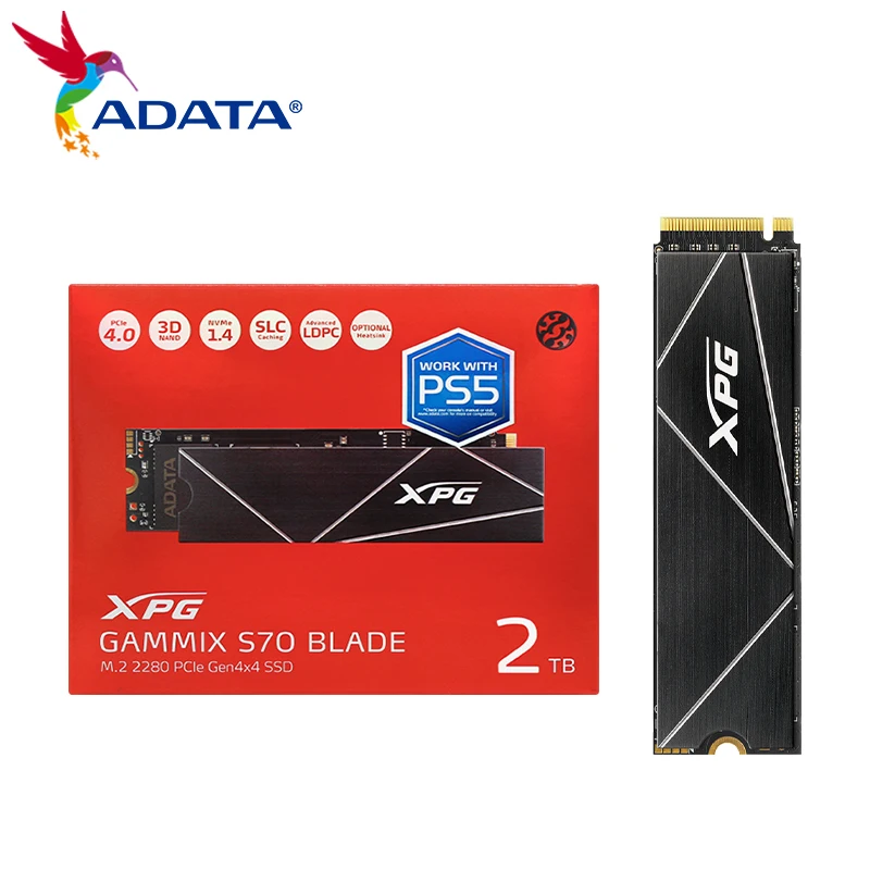 ADATA-Gammix Internal Gaming SSD, Original, S70 Blade, 4.0x4, M.2 2280, 1TB, 2TB, 4TB, Nvme, Max 7000 Mb/s, Laptop, Desktop, PS5