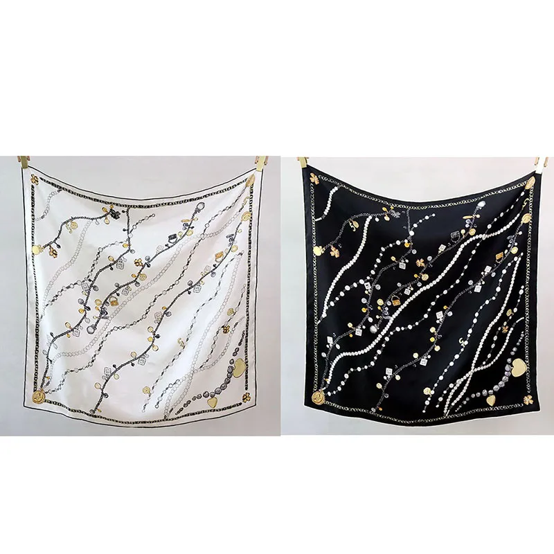 Immagine 7: Sciarpa in Seta 100% Pesante da Donna, Elegante Foulard Quadrato Grande in Seta, Sciarpa per Capelli, Hijab 88x88CM