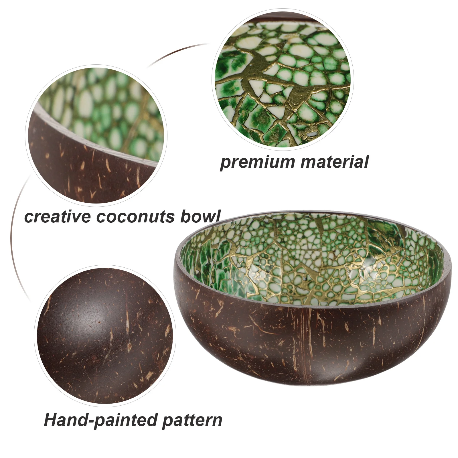 

2Pcs Coconuts Shell Salad Bowls Natural Handmade Food Holders Decorative Fruit Dessert Serving Bowls Kitchen Dining Home Use