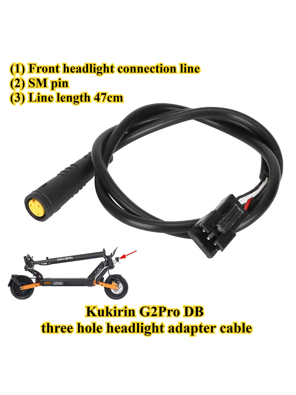 Câble adaptateur de phare à trois trous pour Scooter Kukirin G2Pro DB, avec boucle SM-3A, câble de connexion de phare