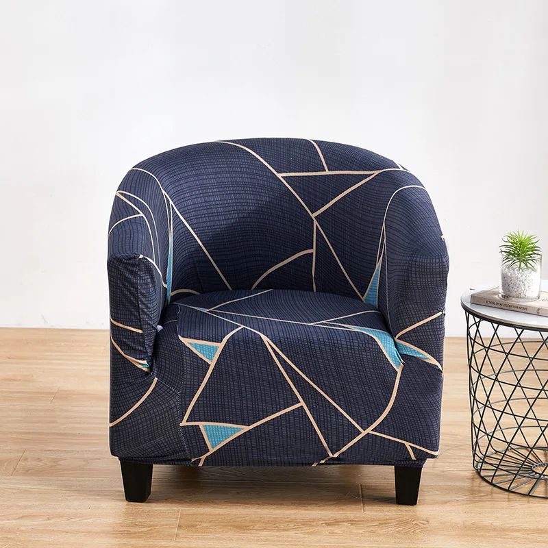 Milk-Silk Fabric Curved Single Sofa Cover Printed Comfortable Semicircular Sofa Cover All-Season Universal Cafe Small Seat Cover